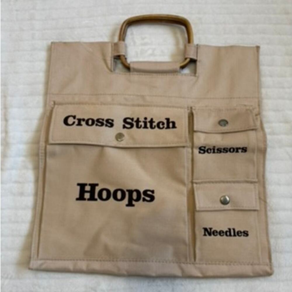 Vintage Creative Circle Canvas Cross Stitch & Needlework Organizer Bag